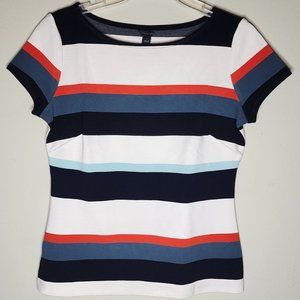 Ann Taylor Short Sleeve Striped Top NWT